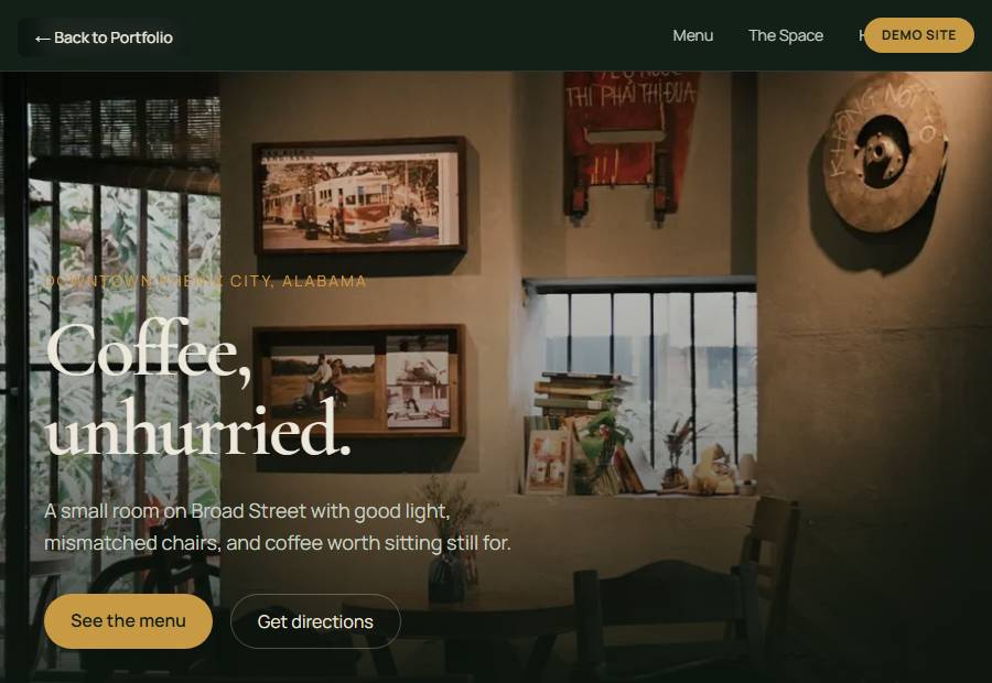 Kettle & Grain Coffee Co. demo site homepage.